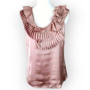 ALLISON TAYLOR BLUSH RUFFLE BLOUSE SZ.S EUC.